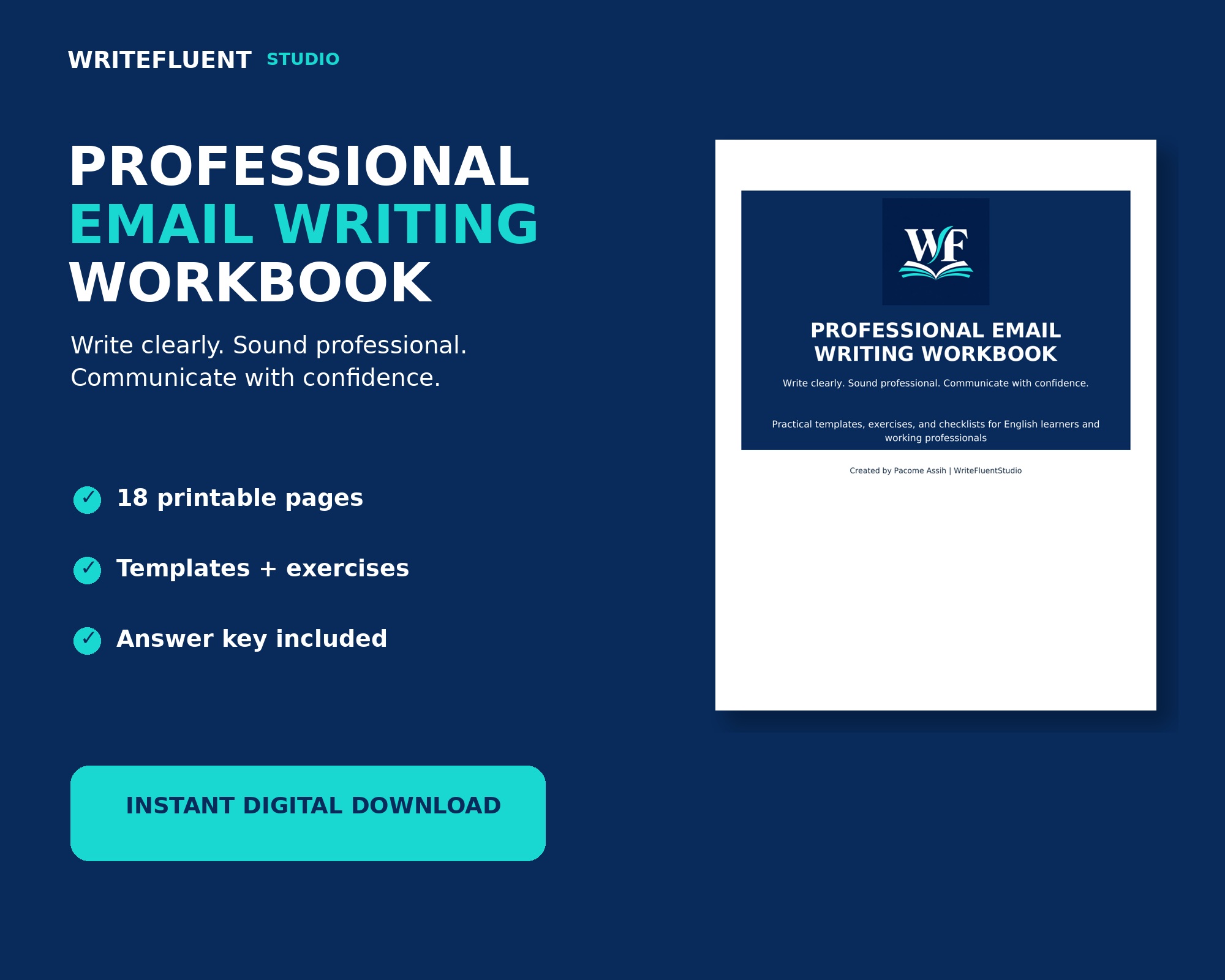 Professional Email Writing Workbook digital download